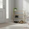 Basicwise Set of 2 Foldable Bamboo Shoe Rack and Storage Shelf Multi-Purpose Wooden Organizer for Entryway Closet or Living Room Space-Saving Stand for Shoes Plants Towels and Home Décor